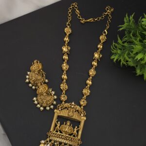 Premium matt mid line lakshmi necklace with jhumka