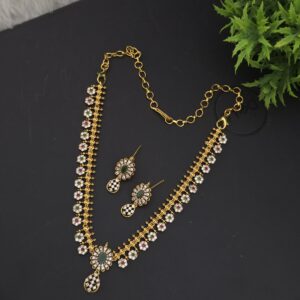 Premium pongal special mat AD stone necklace with stud