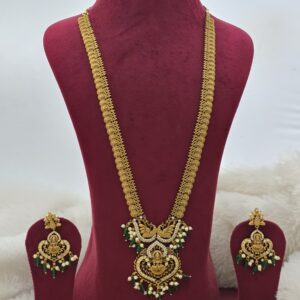 Premium antique finished  haram with stud real gold tone look