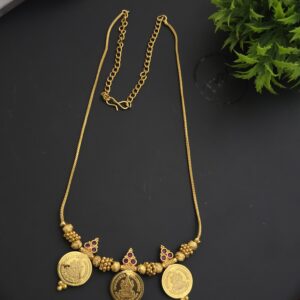  Premium lord lakshmi coin necklace comes 24 inches with adjustable