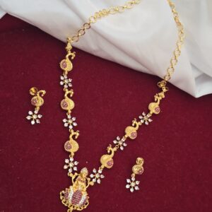 Premium foaming ad stone lakshmi necklace with earings