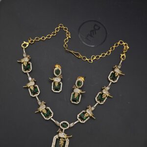 premium matt emareld necklace with earings 