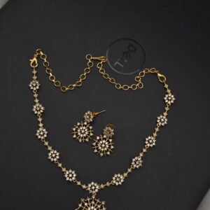 premium matt diamond replica necklace with earings 