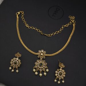  premium matt ad stone thickline necklace with earings 