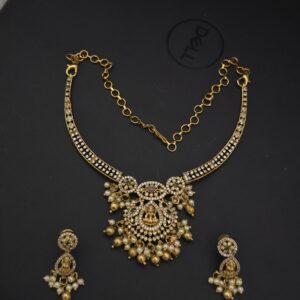  premium matt diamond replica lakshmi necklace with earings 
