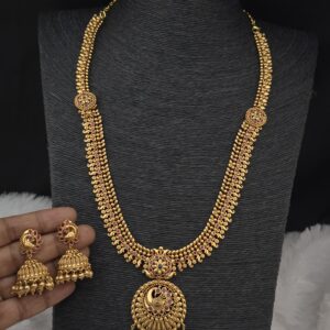 Premium matt peacock haram with earings 