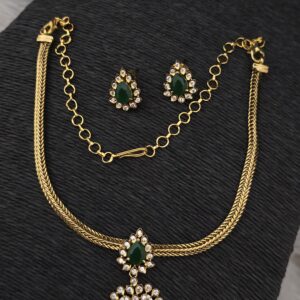  Premium mat AD stone thickline necklace