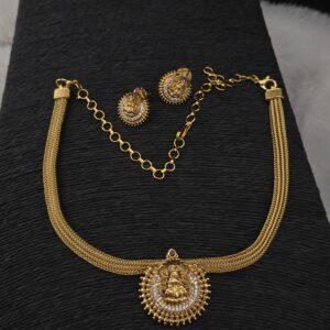 Premium matt ad stone lakshmi thickline necklace 