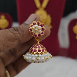 Premium AD stone white colour jhumka comes pearls 