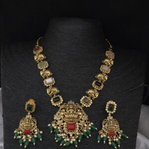 Premium matt nagas navarthana necklace with earings 