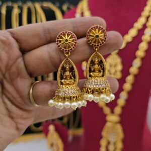 Premium mat lakshmi jhumka comes pearls