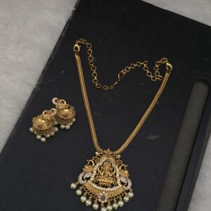 Premium mat AD stone lakshmi necklace