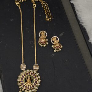 Premium matt Ad stone lakshmi necklace 
