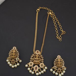 Premium mat lakshmi necklace with stud 