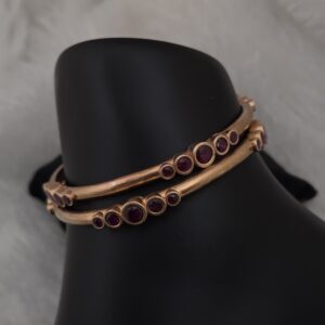 Premium impon ruby stone unpolished bangle 