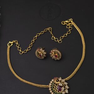 Premium mat AD stone necklace with stud 