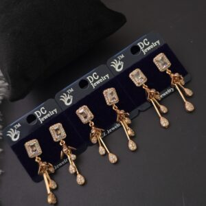 Premium rose gold AD stone chain drops earing 