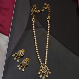 premium matt ad uncut stone necklace with earings