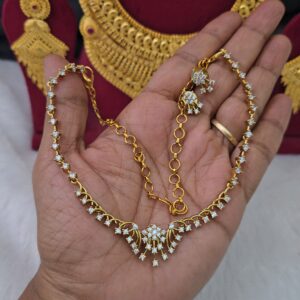  premium matt ad uncut stone necklace with earings