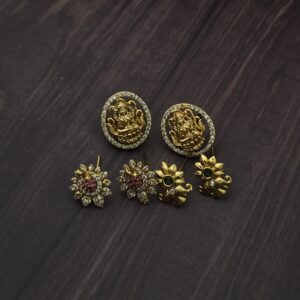 Premium matt ad stone changable lakshmi earing 