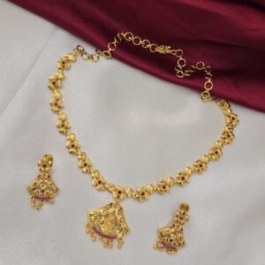 Premium foaming ad stone lakshmi necklace with earings