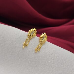 Premium foaming ad stone lotus chain drops earing