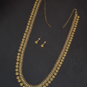  Premium matt multi stone lakshmi coin haram with earings 