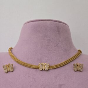 Premium matt AD stone butterfly necklace with stud one day offer 