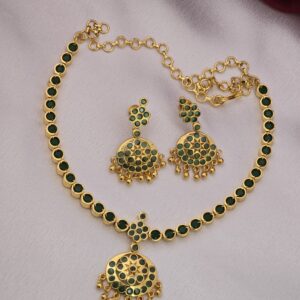 Premium micro AD ruby stone necklace with stud one day offer 