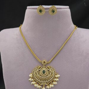 Premium matt AD stone pearls haram with stud 