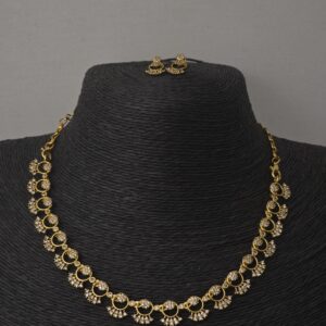 Premium mat AD stone necklace with stud 