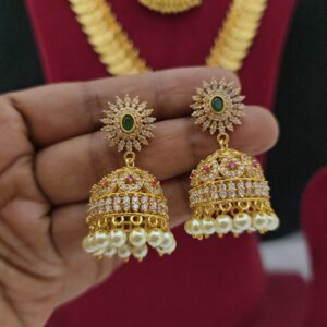 Premium matt ad stone jhumka 