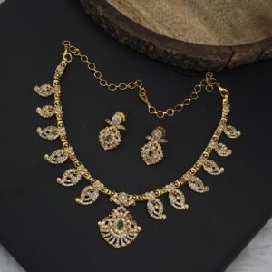 Premium matt ad stone necklace with earings