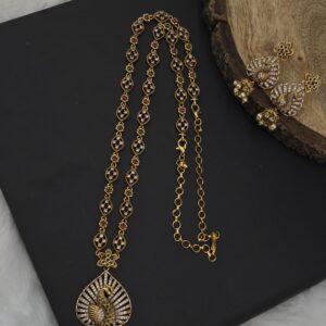 Premium matt ad stone peacock haram with earings