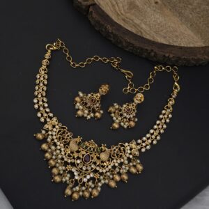 Premium matt ad stone necklace with earings