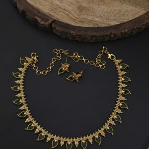 Premium foaming palak necklace with earings 