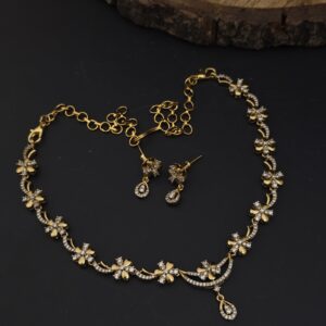 Premium matt ad stone necklace with earings