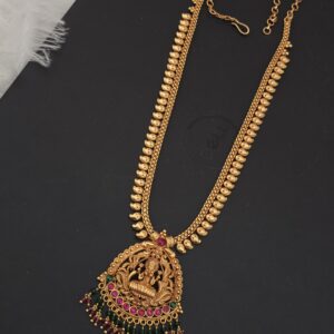Premium foaming antique gold finish lakshmi necklace 