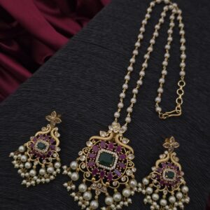 Premium matt AD stone pearl dollar chain with stud 