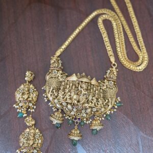 Premium matt 36 inch krishna dollar chain with earings 