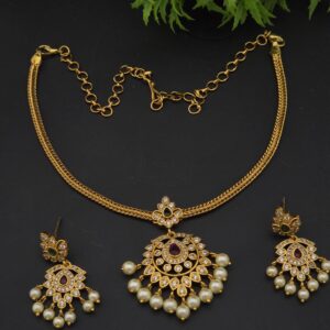 Premium matt AD stone necklace with stud 