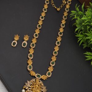 Premium matt AD stone lakshmi haram with stud 