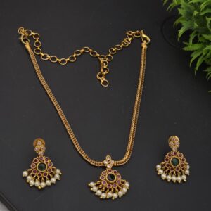 Premium matt AD stone necklace with stud 