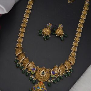 Premium matt lakshmi meenakaari haram with stud 