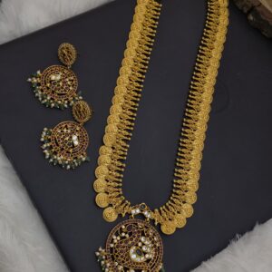 Premium matt lakshmi coin haram with earings 