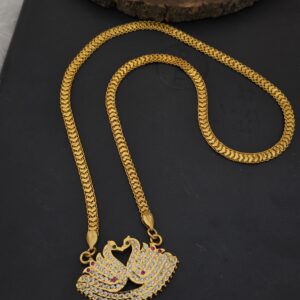 Premium impon  AD stone 28 inch peacock dollar chain 