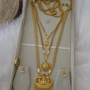 Premium foaming lakshmi combo32 inches dollar chain ,28 inche dollar chain ,18 inches dollar chain,1 jhumka ,1 ring ,1 bracelet