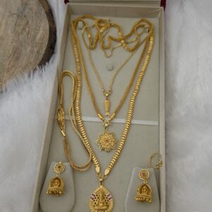 Premium foaming vinayagar combo32 inches dollar chain ,28 inche dollar chain ,18 inches dollar chain,1 jhumka ,1 ring ,1 bracelet