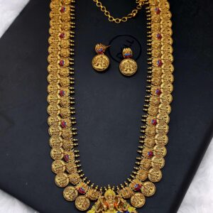 Premium matt meenakari handmade lakshmi haram 