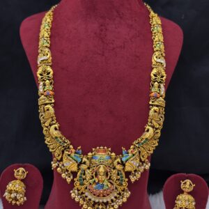 Premium matt meenakari lakshmi haram 